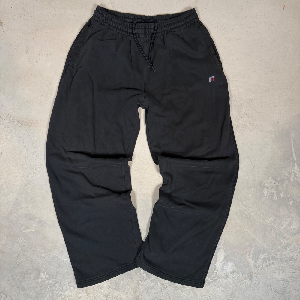 Russell Athletic Mens Black Fleece Sweatpants Size Large Baggy 2000's